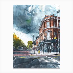 Newham London Borough   Street Watercolour 3 Canvas Print