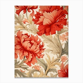 Wallpaper Pattern With Red Flowers Canvas Print