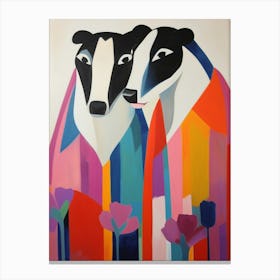 Colourful Kids Animal Art Badger 2 Canvas Print