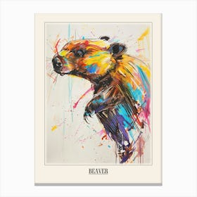 Beaver Colourful Watercolour 2 Poster Canvas Print