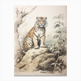 Storybook Animal Watercolour Siberian Tiger 1 Canvas Print