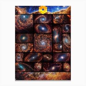 19 Spiral Galaxies + Cosmic Cliffs, Carina Nebula (James Webb/JWST) — space poster Canvas Print