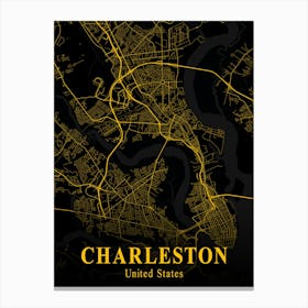 Charleston United States Map Canvas Print