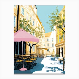 Aix En Povence, France, Flat Pastels Tones Illustration 3 Canvas Print