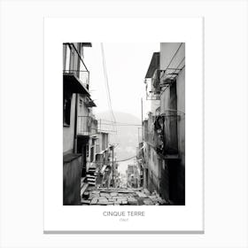 Poster Of Cinque Terre, Italy, Black And White Photo 4 Canvas Print