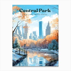 Central Park New York Serene Modern Travel Art Canvas Print