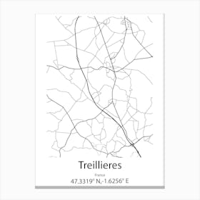 Treillieres,France Minimalist Map Canvas Print