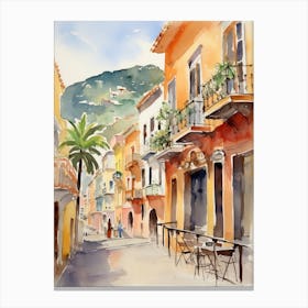 Salerno, Italy Watercolour Streets 1 Canvas Print
