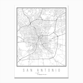 San Antonio Texas Street Map Canvas Print