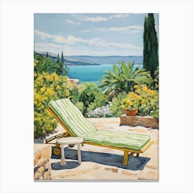 Sun Lounger By The Pool In Rhodes Greece Canvas Print
