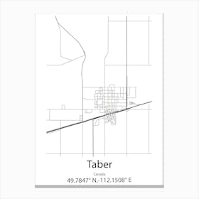 Taber,Canada Minimalist Map Canvas Print