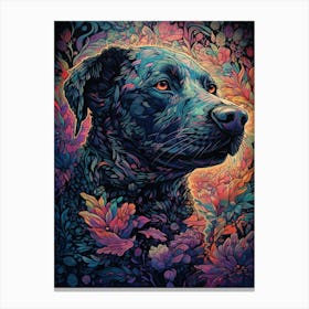 Dog With Flowers 2 Canvas Print