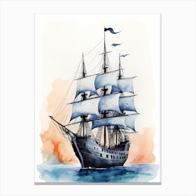 Sailing Ships Watercolor Painting (23) Canvas Print