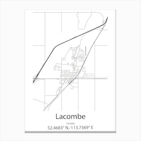 Lacombe,Canada Minimalist Map Canvas Print