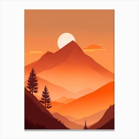 Misty Mountains Vertical Composition In Orange Tone 320 Canvas Print