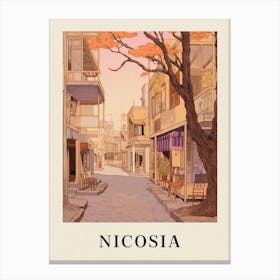 Nicosia Cyprus 1 Vintage Pink Travel Illustration Poster Canvas Print
