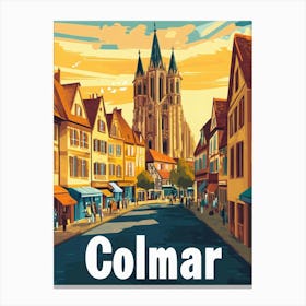 Aihrgdesign A Retro Travel Poster For Colmar Featuring The Go B499e7a8 52fa 474d 8054 Ad8e7b7c826c 1 Canvas Print