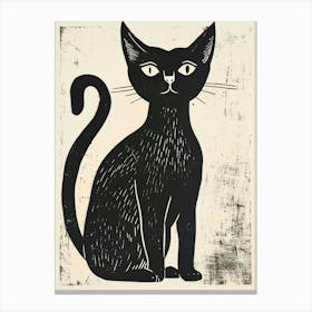 Siamese Cat Linocut Blockprint 6 Canvas Print