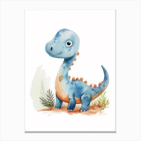 Cute Cartoon Dimorphodon Dinosaur Watercolour 2 Canvas Print