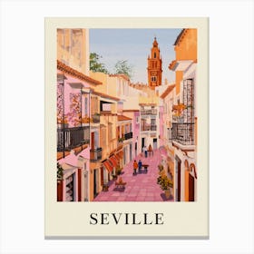Seville Spain 3 Vintage Pink Travel Illustration Poster Canvas Print