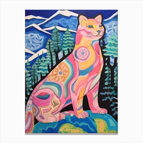 Maximalist Animal Painting Mountain Lion 1 Canvas Print