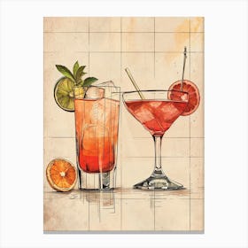 Watercolour Cocktail Illustration 2 Canvas Print