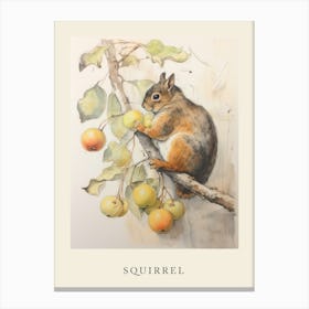 Beatrix Potter Inspired  Animal Watercolour Squirrel 4 Canvas Print