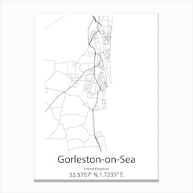 Gorleston On Sea,United Kingdom Minimalist Map Leinwandbild