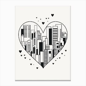 Simple City Skyline Linework Heart 1 Canvas Print