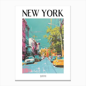 Queens New York Colourful Silkscreen Illustration 4 Poster Canvas Print