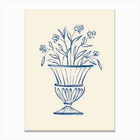 Garden Pot Floral Antique Vase Greco-roman Still Life - Blue Canvas Print