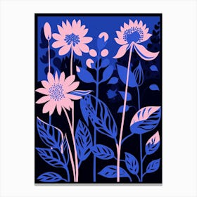 Blue Flower Illustration Bee Balm 2 Canvas Print