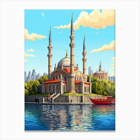 Ortaky Mosque Pixel Art 5 Canvas Print