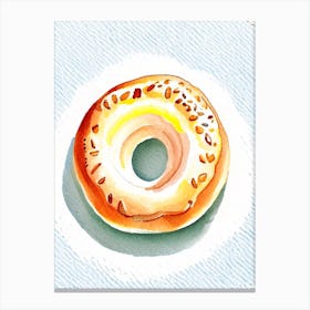 Bagel Tablescape Summer Marker Art Canvas Print