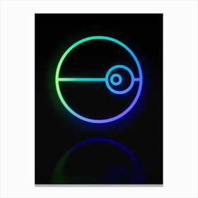 Neon Blue and Green Abstract Geometric Glyph on Black n.0281 Canvas Print