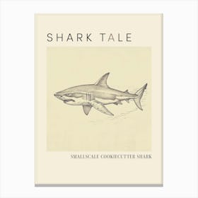 Smallscale Cookiecutter Shark Vintage Illustration 4 Poster Canvas Print