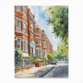 Kensington And Chelsea London Borough   Street Watercolour 3 Canvas Print