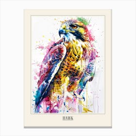 Hawk Colourful Watercolour 4 Poster Canvas Print