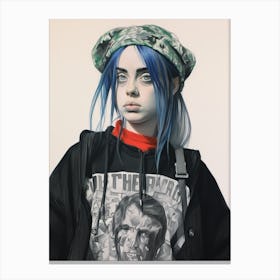 Billie Eilish Fashion Drawing Canvas Print