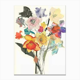 Daffodil 3 Collage Flower Bouquet Canvas Print