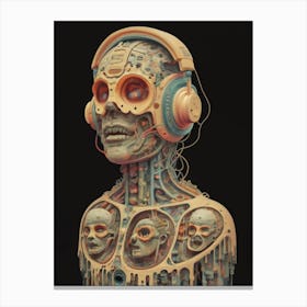 Human Skull With Headphones Canvas Print