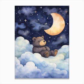 Baby Black Bear 2 Sleeping In The Clouds Canvas Print