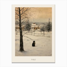 Vintage Winter Animal Painting Poster Vole 2 Canvas Print