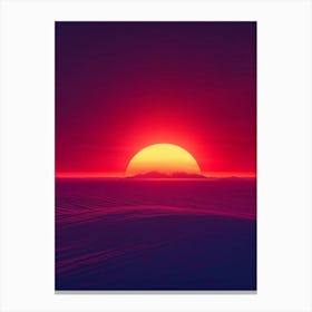 A Sweeping Panorama Of An Evening Sky Blood Red With The Setting Sun Transitions Into A Serene Moon (6) Canvas Print