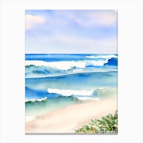 Rosebud Beach, Australia Watercolour Canvas Print