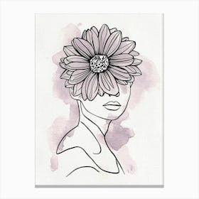 Portrait Of A Woman With A Flower Canvas Print