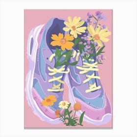 Retro Sneakers With Flowers 90s Illustration 6 Canvas Print