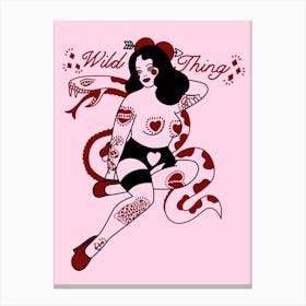 Wild Thing Heart Tattooed Pin Up Girl Canvas Print