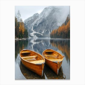 Two Wooden Boats On A Lake 1 Canvas Print