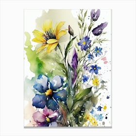 Watercolor Spring Flowers Canvas Print